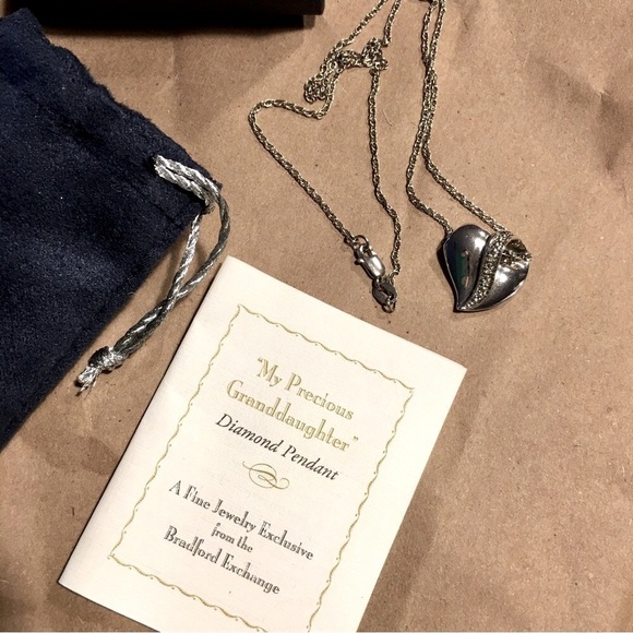 Sterling Silver Diamond Heart Pendant Necklace for Granddaughter (with Box) - Picture 1 of 16